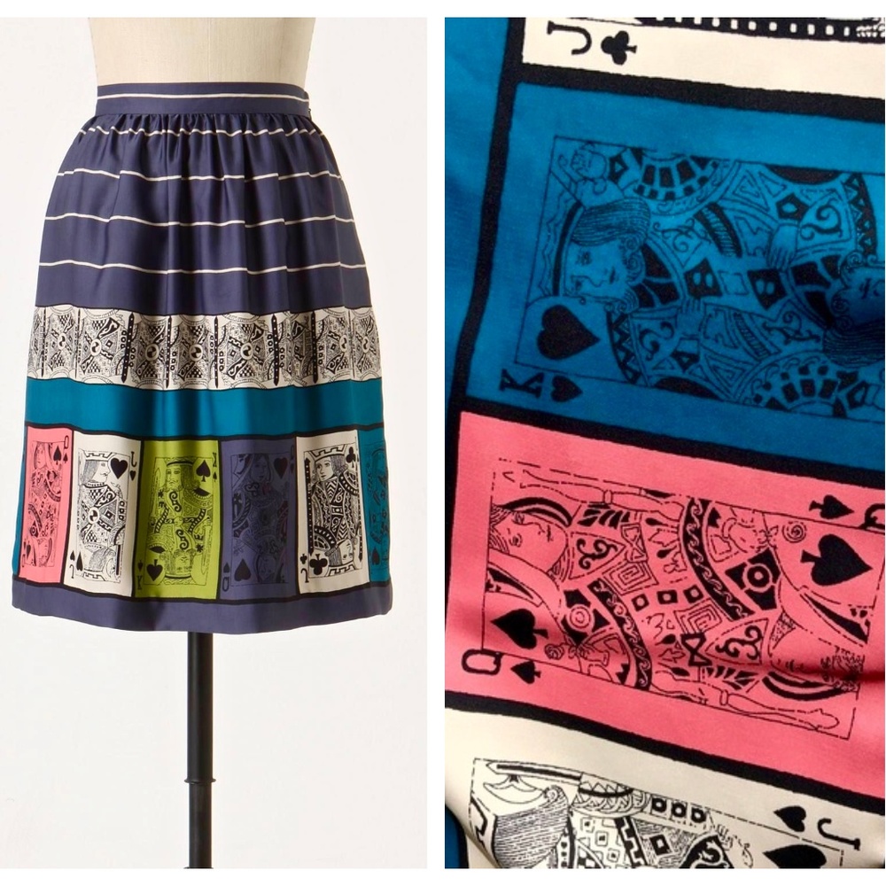 Anthropologie Playing Cards Skirt by Edme Esyllte